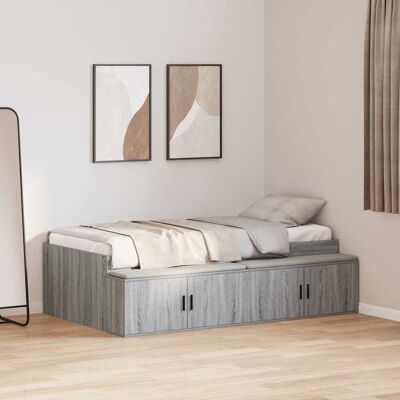 vidaXL Bettrahmen mit Speicher Graues Sonoma 80 x 200 cm Holzwerkstoff - Grau vidaXL Bettrahmen mit Speicher Graues Sonoma 80 x 200 cm Holzwerkstoff - Grau