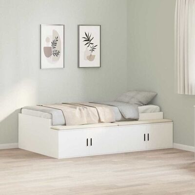 VidaXL Stauraumbettgestell - 90x190 cm Modernes Design, Langlebiges Holz, Weiß VidaXL Stauraumbettgestell - 90x190 cm Modernes Design, Langlebiges Holz, Weiß