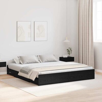 vidaXL Aufbewahrungsbettgestell Schwarz Eichen-Optik 180 x 200 cm - Schwarz vidaXL Aufbewahrungsbettgestell Schwarz Eichen-Optik 180 x 200 cm - Schwarz