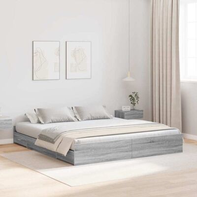 vidaXL Aufbewahrungsbettgestell Graues Sonoma 180 x 200 cm - Grau vidaXL Aufbewahrungsbettgestell Graues Sonoma 180 x 200 cm - Grau