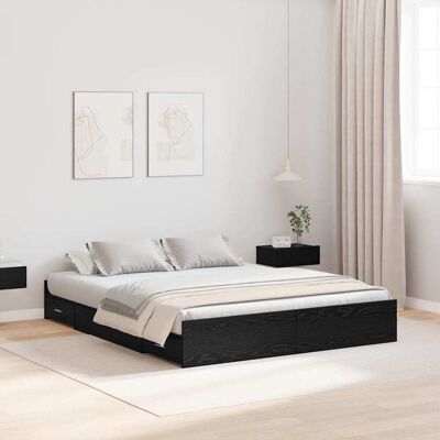 vidaXL Aufbewahrungsbettgestell Schwarz Eichen-Optik 150 x 200 cm - Schwarz vidaXL Aufbewahrungsbettgestell Schwarz Eichen-Optik 150 x 200 cm - Schwarz