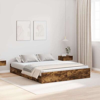 vidaXL Aufbewahrungsbettgestell Geräucherte Eiche 135 x 190 cm - Braun vidaXL Aufbewahrungsbettgestell Geräucherte Eiche 135 x 190 cm - Braun