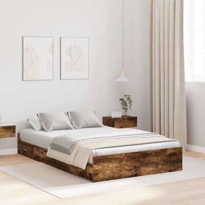 vidaXL Aufbewahrungsbettgestell Geräucherte Eiche 120 x 190 cm - Braun vidaXL Aufbewahrungsbettgestell Geräucherte Eiche 120 x 190 cm - Braun
