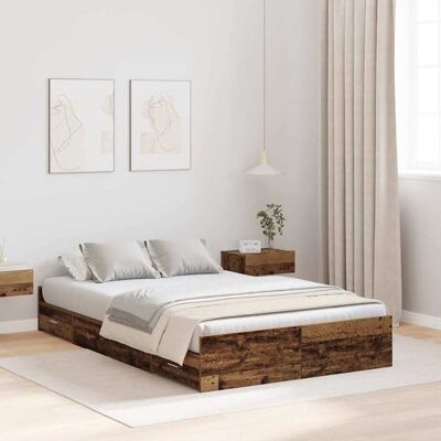 vidaXL Aufbewahrungsbettgestell Altholz 120 x 190 cm Holzwerkstoff - Braun vidaXL Aufbewahrungsbettgestell Altholz 120 x 190 cm Holzwerkstoff - Braun