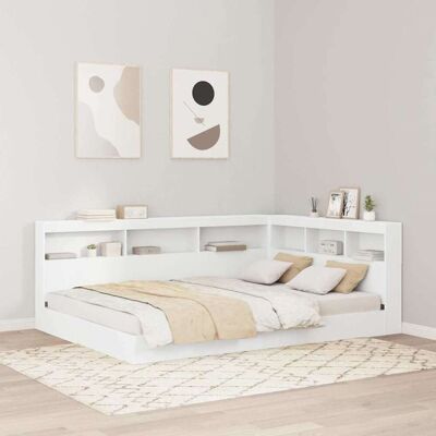 vidaXL Bücherregal-Bett mit Kopfteil Weiß 160 x 200 cm Holzwerkstoff - Weiß vidaXL Bücherregal-Bett mit Kopfteil Weiß 160 x 200 cm Holzwerkstoff - Weiß