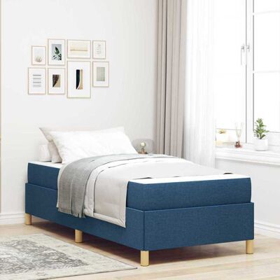 vidaXL Bettrahmen mit Matratze Blau 90 x 190 cm Stoff - Blau vidaXL Bettrahmen mit Matratze Blau 90 x 190 cm Stoff - Blau