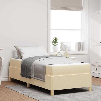 vidaXL Bettrahmen mit Matratze Creme 90 x 200 cm Stoff - Creme vidaXL Bettrahmen mit Matratze Creme 90 x 200 cm Stoff - Creme