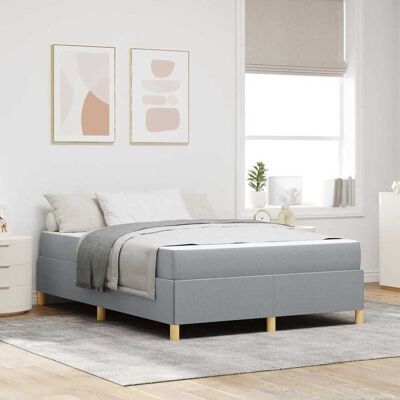 vidaXL Bettrahmen mit Matratze Hellgrau 140 x 190 cm Stoff - Hellgrau vidaXL Bettrahmen mit Matratze Hellgrau 140 x 190 cm Stoff - Hellgrau