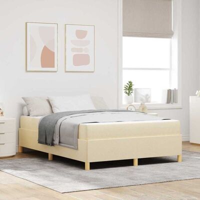 vidaXL Bettrahmen mit Matratze Creme 140 x 190 cm Stoff - Creme vidaXL Bettrahmen mit Matratze Creme 140 x 190 cm Stoff - Creme