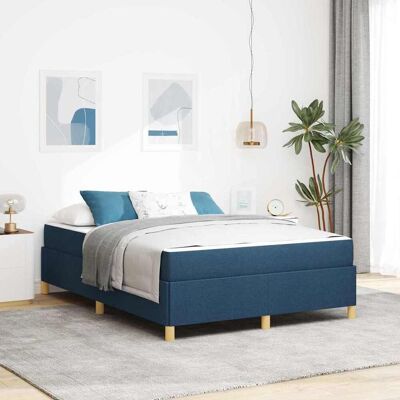 vidaXL Bettrahmen mit Matratze Blau 160 x 200 cm Stoff - Blau vidaXL Bettrahmen mit Matratze Blau 160 x 200 cm Stoff - Blau