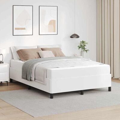 vidaXL Bettrahmen mit Matratze Weiß 160 x 200 cm Stoff - Weiß vidaXL Bettrahmen mit Matratze Weiß 160 x 200 cm Stoff - Weiß