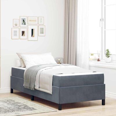 vidaXL Bettrahmen mit Matratze Dunkelgrau 90 x 190 cm Stoff - Blassgrau vidaXL Bettrahmen mit Matratze Dunkelgrau 90 x 190 cm Stoff - Blassgrau