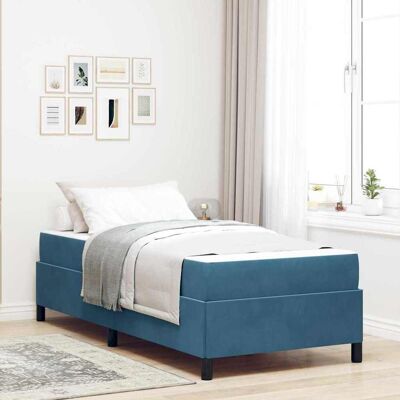 vidaXL Bettrahmen mit Matratze Dunkelblau 100 x 200 cm Stoff - Blau vidaXL Bettrahmen mit Matratze Dunkelblau 100 x 200 cm Stoff - Blau
