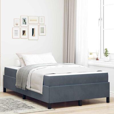 vidaXL Bettrahmen mit Matratze Dunkelgrau 120 x 190 cm Stoff - Grau vidaXL Bettrahmen mit Matratze Dunkelgrau 120 x 190 cm Stoff - Grau
