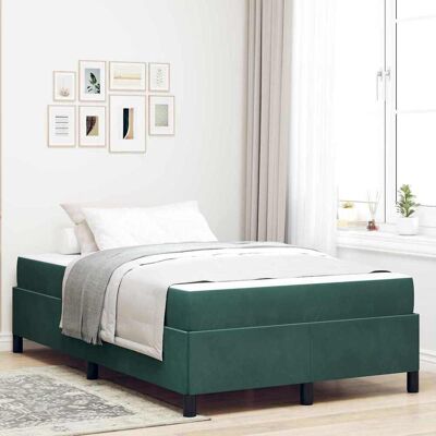 vidaXL Bettrahmen mit Matratze Dunkelgrün 120 x 190 cm Stoff - Grün vidaXL Bettrahmen mit Matratze Dunkelgrün 120 x 190 cm Stoff - Grün