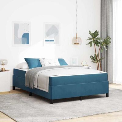 vidaXL Bettrahmen mit Matratze Dunkelblau 160 x 200 cm Stoff - Blau vidaXL Bettrahmen mit Matratze Dunkelblau 160 x 200 cm Stoff - Blau