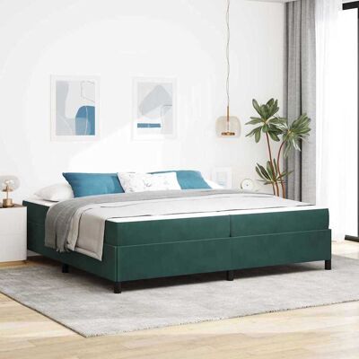 vidaXL Bettrahmen mit Matratze Dunkelgrün 200 x 200 cm Stoff - Grün vidaXL Bettrahmen mit Matratze Dunkelgrün 200 x 200 cm Stoff - Grün