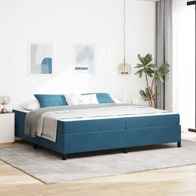 vidaXL Bettrahmen mit Matratze Dunkelblau 200 x 200 cm Stoff - Blau vidaXL Bettrahmen mit Matratze Dunkelblau 200 x 200 cm Stoff - Blau
