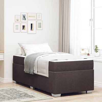 vidaXL Bettrahmen mit Matratze Dunkelbraun 90 x 190 cm Stoff - Braun vidaXL Bettrahmen mit Matratze Dunkelbraun 90 x 190 cm Stoff - Braun
