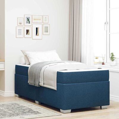 vidaXL Bettrahmen mit Matratze Blau 90 x 190 cm Stoff - Blau vidaXL Bettrahmen mit Matratze Blau 90 x 190 cm Stoff - Blau