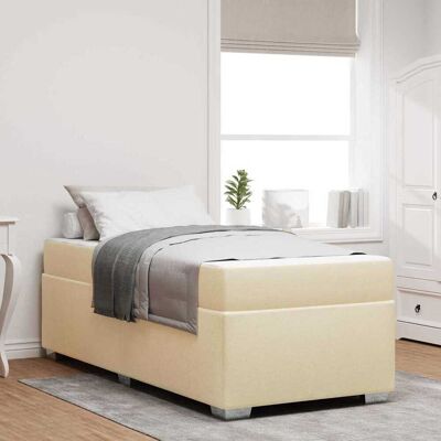 vidaXL Bettrahmen mit Matratze Creme 90 x 200 cm Stoff - Creme vidaXL Bettrahmen mit Matratze Creme 90 x 200 cm Stoff - Creme