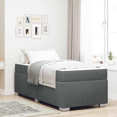 vidaXL Bettrahmen mit Matratze Dunkelgrau 100 x 200 cm Stoff - Grau vidaXL Bettrahmen mit Matratze Dunkelgrau 100 x 200 cm Stoff - Grau
