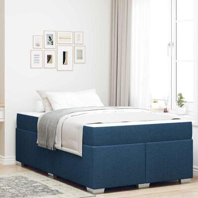 vidaXL Bettrahmen mit Matratze Blau 120 x 190 cm Stoff - Blau vidaXL Bettrahmen mit Matratze Blau 120 x 190 cm Stoff - Blau
