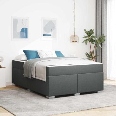 vidaXL Bettrahmen mit Matratze Dunkelgrau 140 x 200 cm Stoff - Grau vidaXL Bettrahmen mit Matratze Dunkelgrau 140 x 200 cm Stoff - Grau