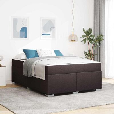 vidaXL Bettrahmen mit Matratze Dunkelbraun 140 x 200 cm Stoff - Braun vidaXL Bettrahmen mit Matratze Dunkelbraun 140 x 200 cm Stoff - Braun