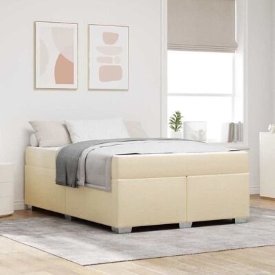 vidaXL Bettrahmen mit Matratze Creme 140 x 200 cm Stoff - Creme vidaXL Bettrahmen mit Matratze Creme 140 x 200 cm Stoff - Creme