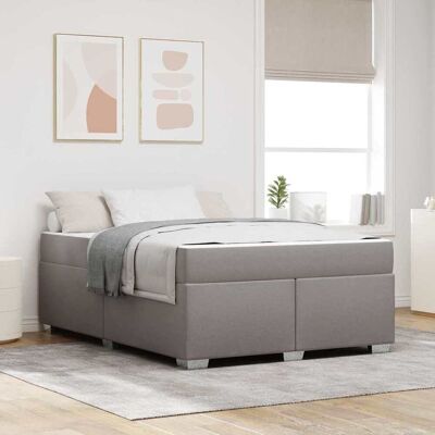 vidaXL Bettrahmen mit Matratze Taupe 160 x 200 cm Stoff - Taupe vidaXL Bettrahmen mit Matratze Taupe 160 x 200 cm Stoff - Taupe