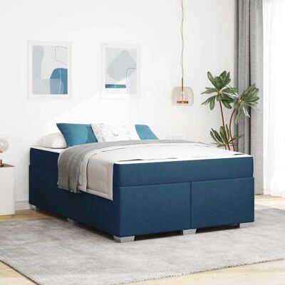 vidaXL Bettrahmen mit Matratze Blau 160 x 200 cm Stoff - Blau vidaXL Bettrahmen mit Matratze Blau 160 x 200 cm Stoff - Blau