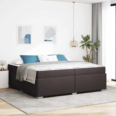 vidaXL Bettrahmen mit Matratze Dunkelbraun 200 x 200 cm Stoff - Braun vidaXL Bettrahmen mit Matratze Dunkelbraun 200 x 200 cm Stoff - Braun