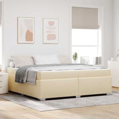 vidaXL Bettrahmen mit Matratze Creme 200 x 200 cm Stoff - Creme vidaXL Bettrahmen mit Matratze Creme 200 x 200 cm Stoff - Creme