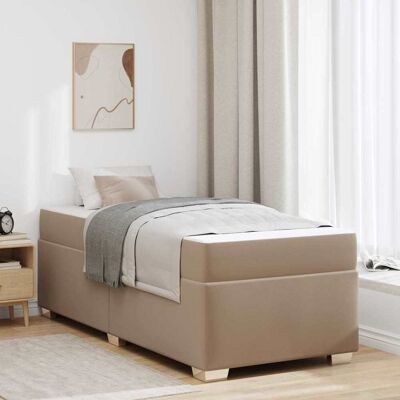 vidaXL Bettrahmen mit Matratze Cappuccino 80 x 200 cm Stoff - Braun vidaXL Bettrahmen mit Matratze Cappuccino 80 x 200 cm Stoff - Braun