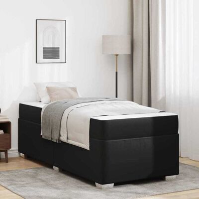 vidaXL Bettrahmen mit Matratze Schwarz 90 x 190 cm Stoff - Schwarz vidaXL Bettrahmen mit Matratze Schwarz 90 x 190 cm Stoff - Schwarz