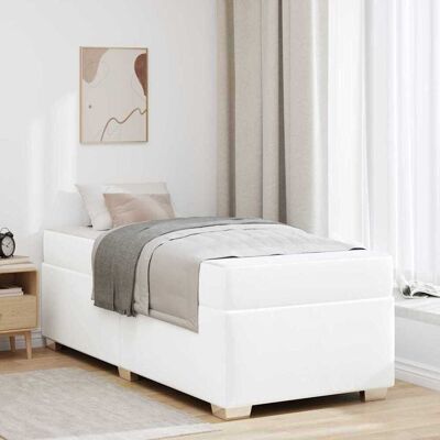 vidaXL Bettrahmen mit Matratze Weiß 90 x 200 cm Stoff - Weiß vidaXL Bettrahmen mit Matratze Weiß 90 x 200 cm Stoff - Weiß