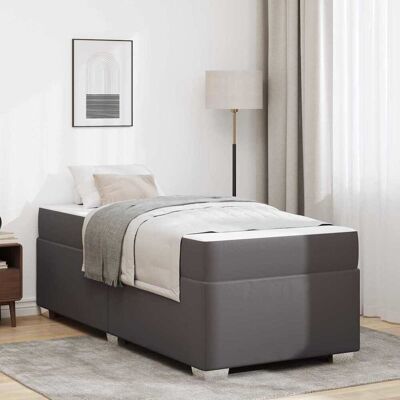 vidaXL Bettrahmen mit Matratze Grau 100 x 200 cm Stoff - Grau vidaXL Bettrahmen mit Matratze Grau 100 x 200 cm Stoff - Grau