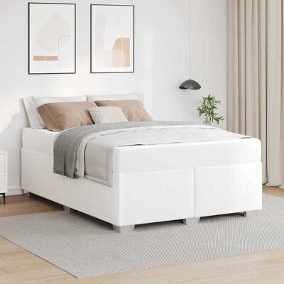 vidaXL Bettrahmen mit Matratze Weiß 140 x 200 cm Stoff - Weiß vidaXL Bettrahmen mit Matratze Weiß 140 x 200 cm Stoff - Weiß