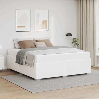 vidaXL Bettrahmen mit Matratze Weiß 160 x 200 cm Stoff - Weiß vidaXL Bettrahmen mit Matratze Weiß 160 x 200 cm Stoff - Weiß