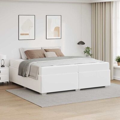 vidaXL Bettrahmen mit Matratze Weiß 200 x 200 cm Stoff - Weiß vidaXL Bettrahmen mit Matratze Weiß 200 x 200 cm Stoff - Weiß