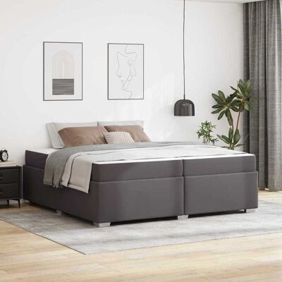vidaXL Bettrahmen mit Matratze Grau 200 x 200 cm Stoff - Grau vidaXL Bettrahmen mit Matratze Grau 200 x 200 cm Stoff - Grau