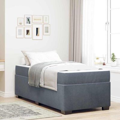 vidaXL Bettrahmen mit Matratze Dunkelgrau 90 x 190 cm Stoff - Grau vidaXL Bettrahmen mit Matratze Dunkelgrau 90 x 190 cm Stoff - Grau