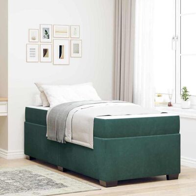 vidaXL Bettrahmen mit Matratze Dunkelgrün 90 x 190 cm Stoff - Grün vidaXL Bettrahmen mit Matratze Dunkelgrün 90 x 190 cm Stoff - Grün