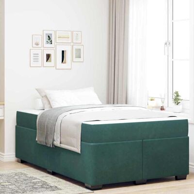 vidaXL Bettrahmen mit Matratze Dunkelgrün 120 x 190 cm Stoff - Grün vidaXL Bettrahmen mit Matratze Dunkelgrün 120 x 190 cm Stoff - Grün