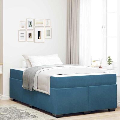 vidaXL Bettrahmen mit Matratze Dunkelblau 120 x 190 cm Stoff - Blau vidaXL Bettrahmen mit Matratze Dunkelblau 120 x 190 cm Stoff - Blau