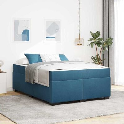 vidaXL Bettrahmen mit Matratze Dunkelblau 160 x 200 cm Stoff - Blau vidaXL Bettrahmen mit Matratze Dunkelblau 160 x 200 cm Stoff - Blau