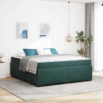 vidaXL Bettrahmen mit Matratze Dunkelgrün 180 x 200 cm Stoff - Grün vidaXL Bettrahmen mit Matratze Dunkelgrün 180 x 200 cm Stoff - Grün