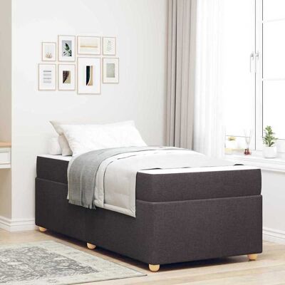vidaXL Bettrahmen mit Matratze Dunkelbraun 80 x 200 cm Stoff - Braun vidaXL Bettrahmen mit Matratze Dunkelbraun 80 x 200 cm Stoff - Braun