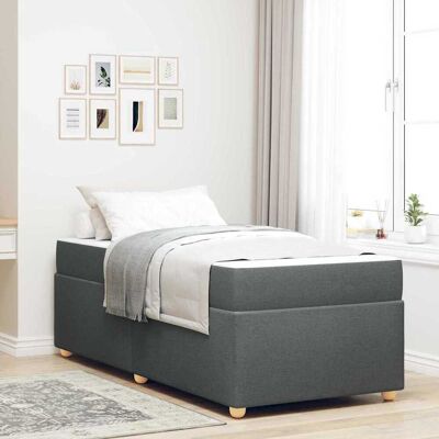 vidaXL Bettrahmen mit Matratze Dunkelgrau 90 x 190 cm Stoff - Grau vidaXL Bettrahmen mit Matratze Dunkelgrau 90 x 190 cm Stoff - Grau
